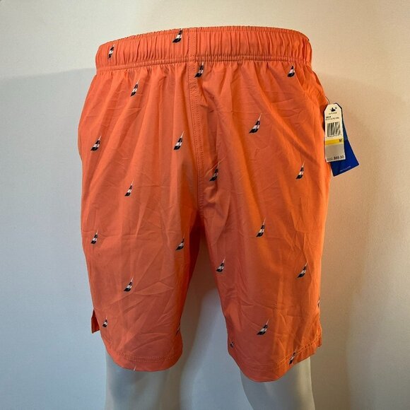 Nautica Men's Pale Coral Sailboat Performance Swim Trunks - Size Medium - NWT - Picture 1 of 5